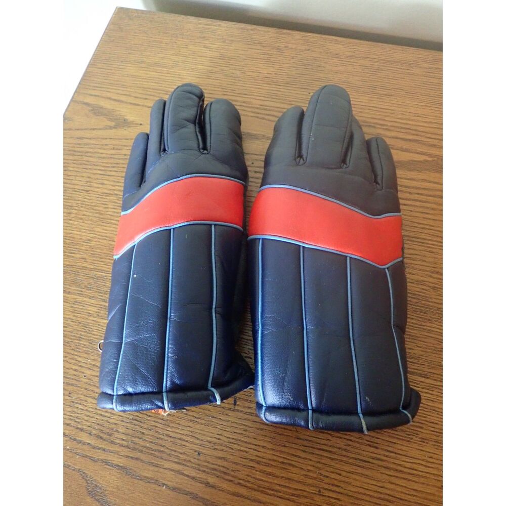 Promark Vitnage Puffer Gloves Ski Winter Navy Red Stripe Mens Large